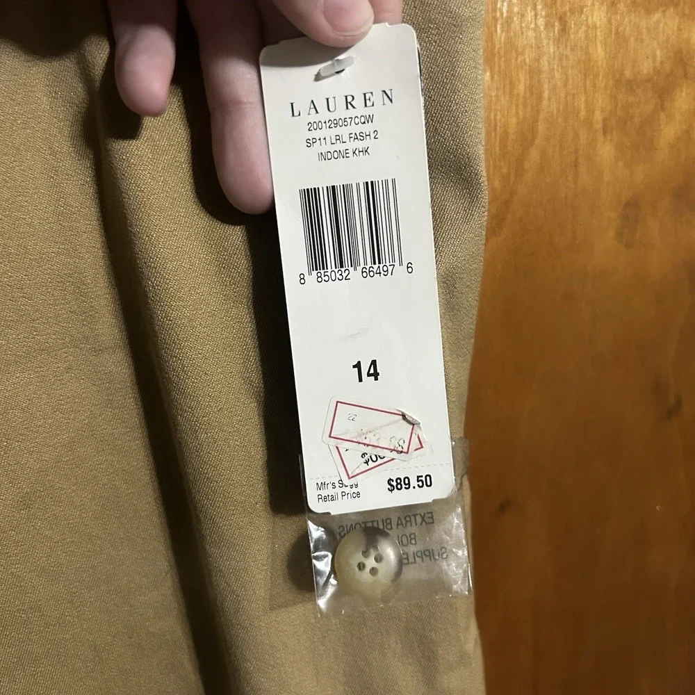 Lauren Ralph Lauren Style Caitlin Women's Size 14 Khaki Pants New With Tags